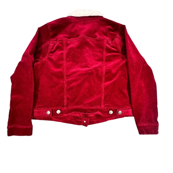 Torrid Red Corduroy Trucker Jacket Women 2 Sherpa Collar Button Front - Picture 2 of 10
